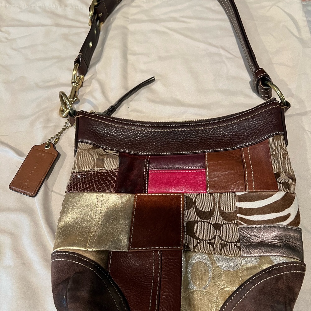 Vintage Coach Patchwork Leather Shoulder Bag